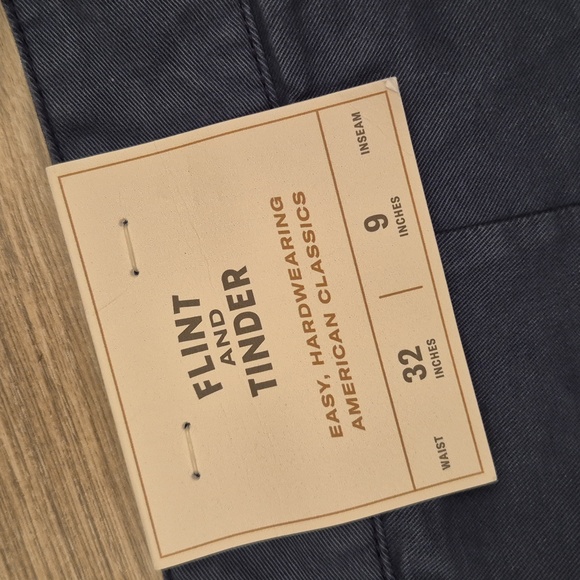 FLINT AND TINDER Solid Dark Blue Sz 32 x 9" Mens 365 Chino Casual Shorts NEW - Picture 8 of 8